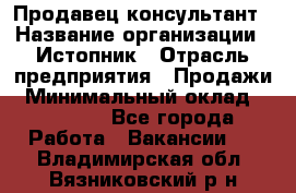 Продавец-консультант › Название организации ­ Истопник › Отрасль предприятия ­ Продажи › Минимальный оклад ­ 60 000 - Все города Работа » Вакансии   . Владимирская обл.,Вязниковский р-н